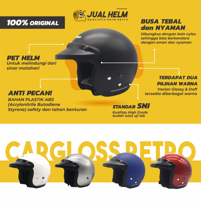Helm Cargloss Hitam Doff - Helm Carglos