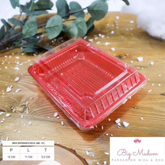 Mika tray Brownies Kecil isi 25 pcs pink merah MB01 bigmadam