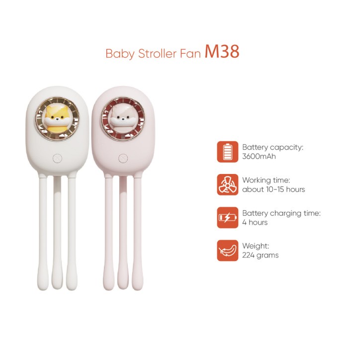 Terbaru Muxiang M38 Kipas Angin Jepit Kursi Roda Stroller Baby Usb Fan 3600Mah Promo Terlaris