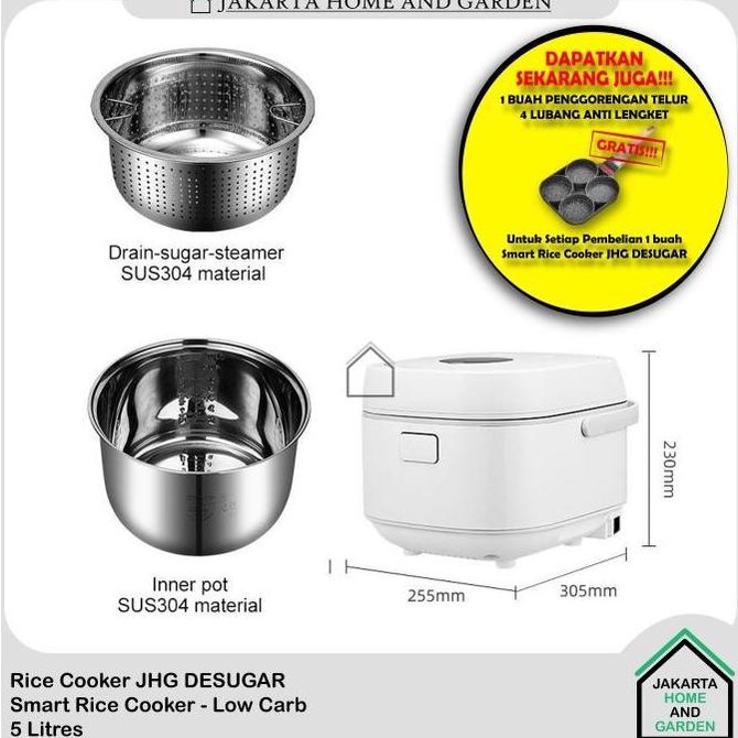 Rice Cooker Less Sugar Low Carbo Jhg Ukuran Besar 5 Liter Gratis Prameswarian