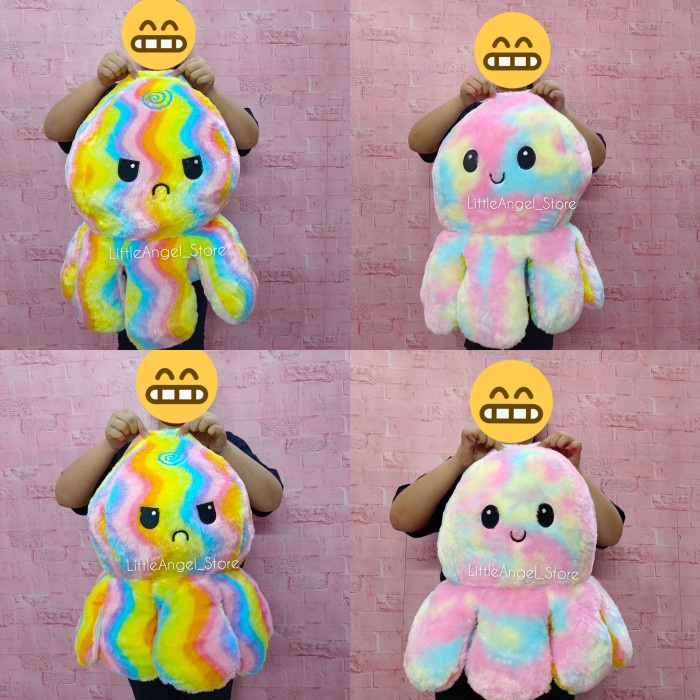 Boneka Cumi Gurita Octopus Tiktok Super Jumbo Giant Bolak Balik