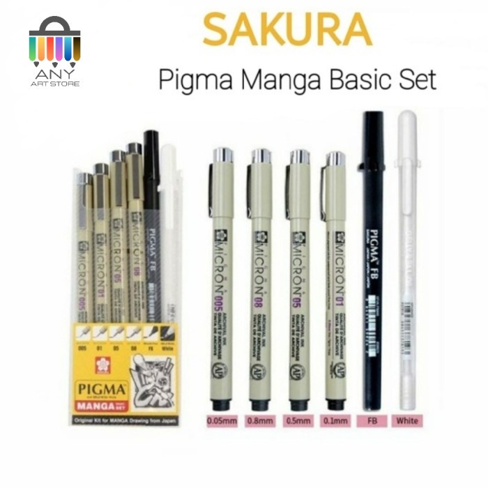 

Promo Sakura Pigma Manga Basic Set ( Micron Br Gelly Roll White )