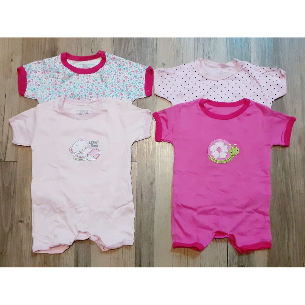 Romper Jumper Dek Bayi 4In1/4Pcs Romper Dek Bayi Laki Laki Perempuan Reliwear