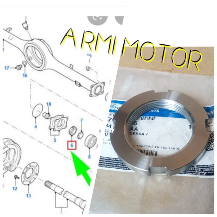 Mur Kancingan As Roda Belakang Ford Rangereverest Mur As Roda Original Kode Hk216