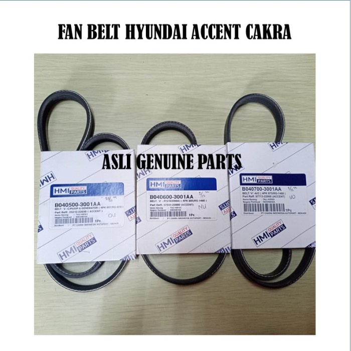 Fan Belt Accent Cakra Tali Kipas Van Belt Vbelt Hyundai Accent Cakra Kode Hm332
