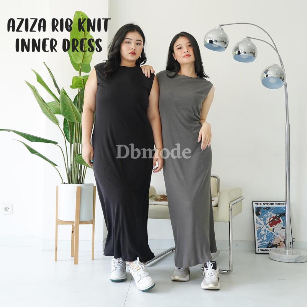 [LIMITED] BEST PRODUCT MF Aziza Inner Dress Rajut Knit Manset Gamis Tanpa Lengan Jumbo Span Bodycon
