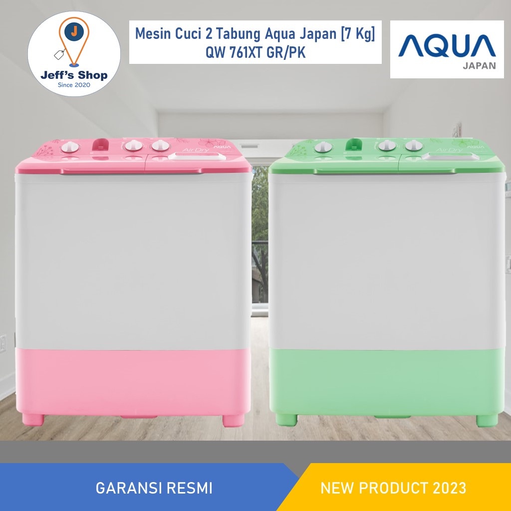 Mesin Cuci 2 Tabung Aqua Japan [7 Kg] QW 761XT GR / QW 761XT PK