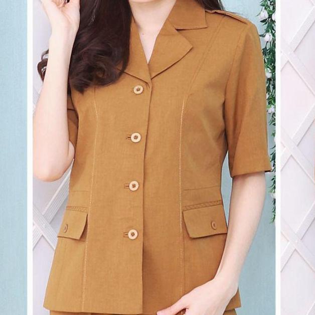 Seragam Blazer Wanita Asn,Pns Warna Pemda Muda 7006 Set Rok Pendek