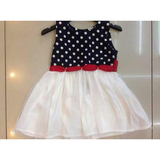 Terusan Dress Anak Bayi Perempuan Hitam Polkadot Rok Putih 1 2 3 Tahun