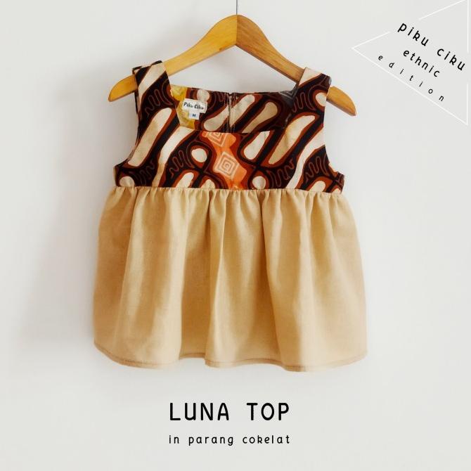 baju batik anak perempuan - LUNA TOP parang cokelat