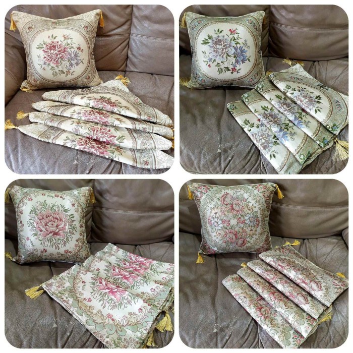 Set Sarung Bantal Kursi Sofa Set bordir impor mewah 40x40 cm