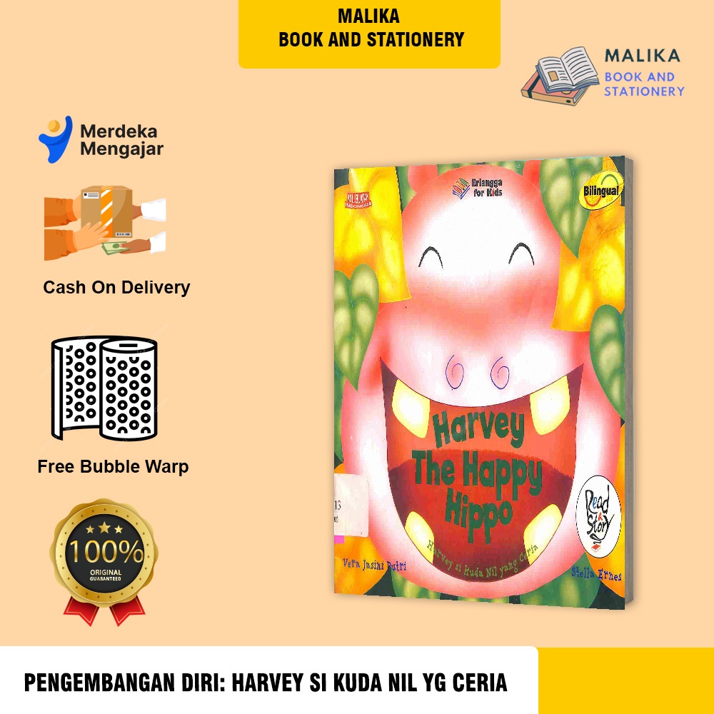 Buku Dongeng Cerita Anak Pengembangan Diri Harvey Si Kuda Nil Yg Ceria (Hokben) Anak Tk Paud