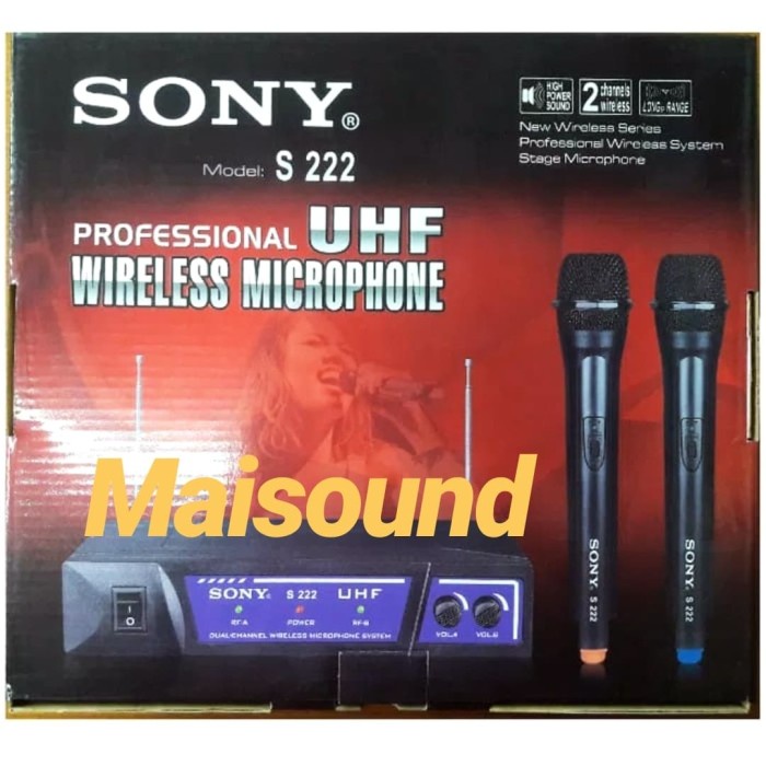 MICROPHONE SONY S 222 MIC WIRELESS SONY S222 HANDHELD 2 mic BAGUS
