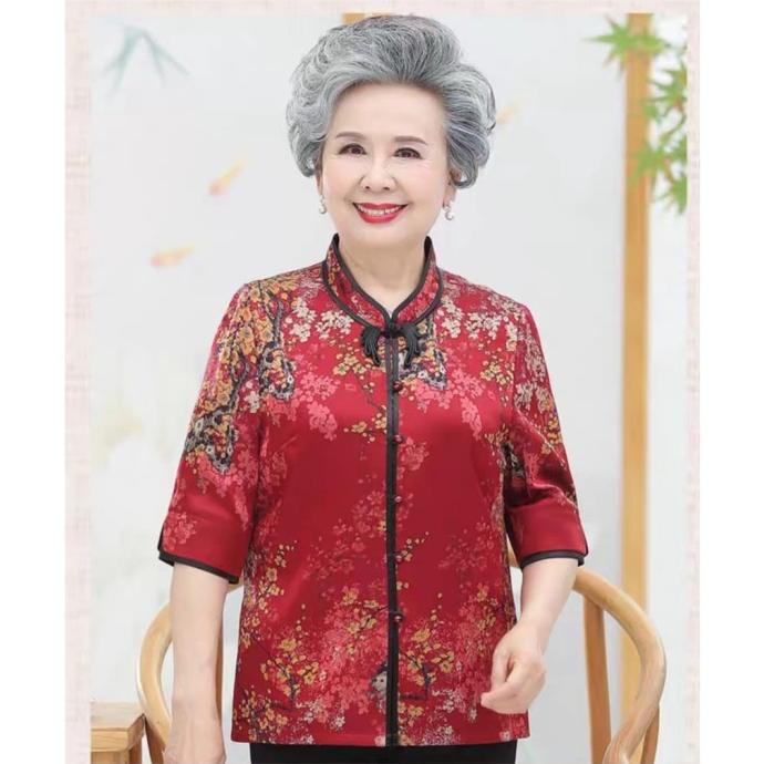 Atasan CNY WEAL Blouse Cheongsam Satin Import Baju Imlek Wanita Casual