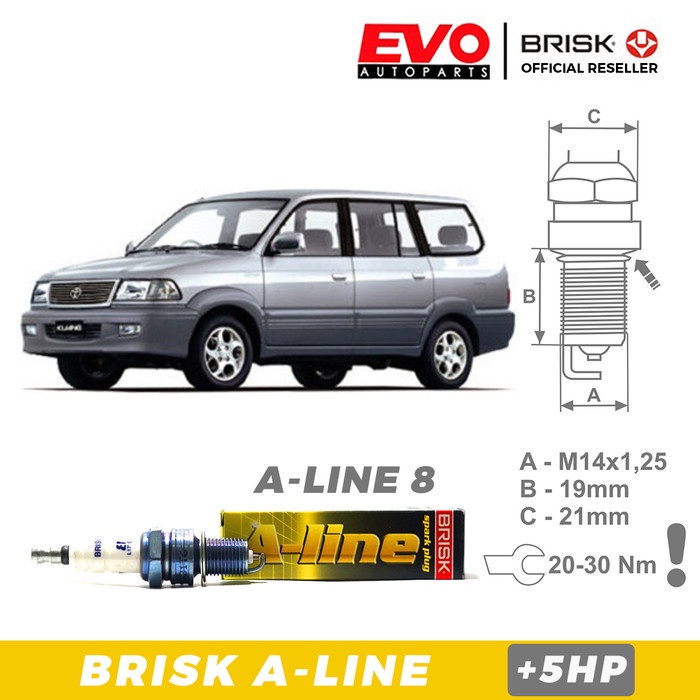 Brisk Busi Mobil A-Line 8 Kijang Kapsul, Krista,Colt Kode Hm198