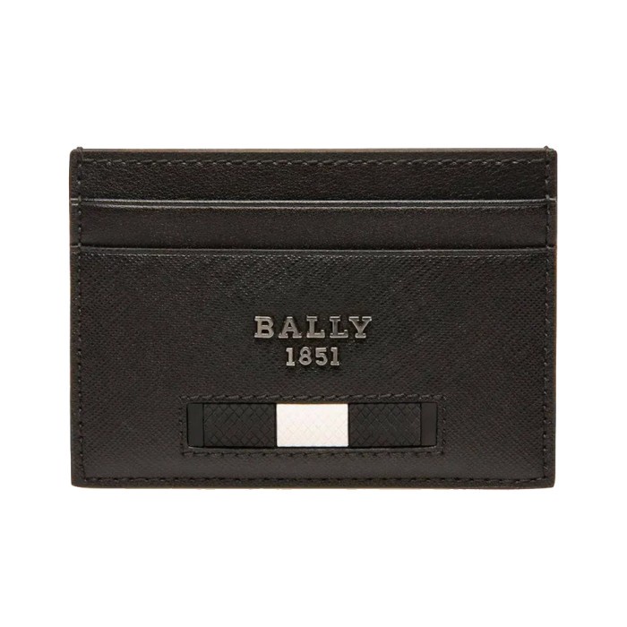 

Bally Bhar Grained Leather Card Holder Black White