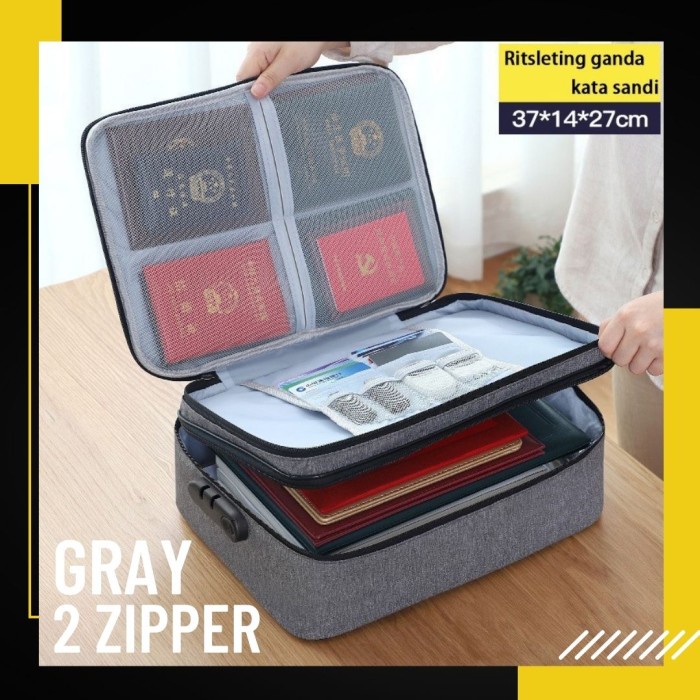 

Promo Tas Dokumen Password Travel Bag Tempat Dokumen Penting Abu 2 Zipper