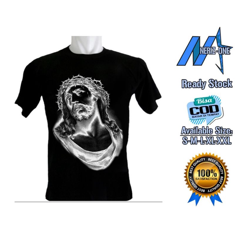 KAOS DISTRO YESUS MAHKOTA DURI ~ BAHAN KATUN ADEM ~ NERIZ-ONE