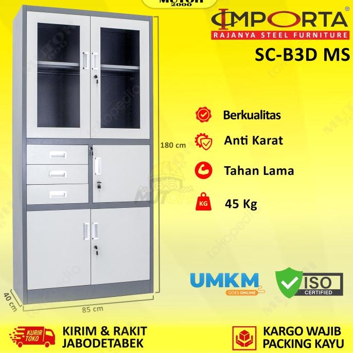 

New Sale Importa Sc-B3D Ms Lemari Arsip Besi Kombinasi 2 Pintu 3 Laci 1 Brankas Pengiriman Cepat
