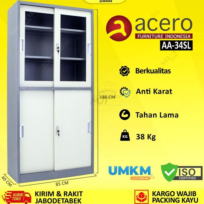

New Acero Aa-34Sl Lemari Arsip Besi Full Plat Pintu Kombinasi Sliding Stok Terbatas