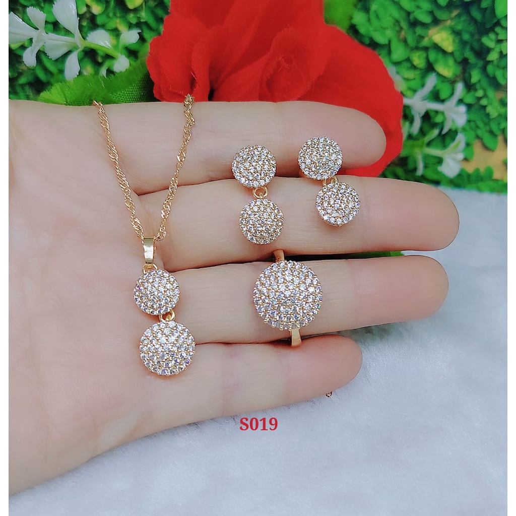 Set Perhiasan Xuping Kalung/Anting/Cincin Lapis Emas