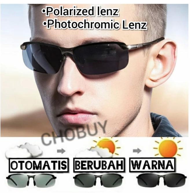 Original Kacamata Siang & malam Photocromic Polarized Sports Sunglass