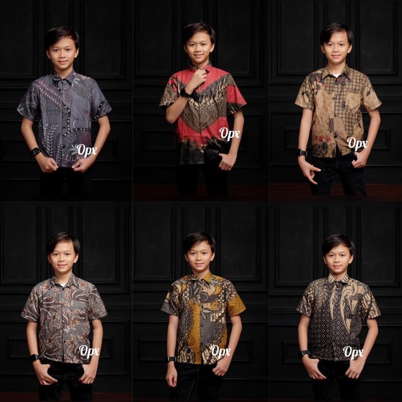 Baru - Baju Batik Anak Laki Laki Umur 2-15Tahun / Atasan Hem Kemeja Lengan Pendek Anak Cowok
