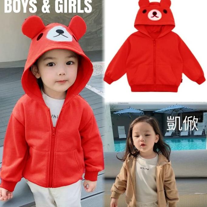 Jaket Hoodie Kuping Bear Anak Perempuan