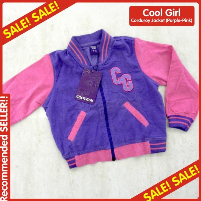 Jaket Varsity Corduroy Anak Perempuan Branded COOL GIRL (Ungu)