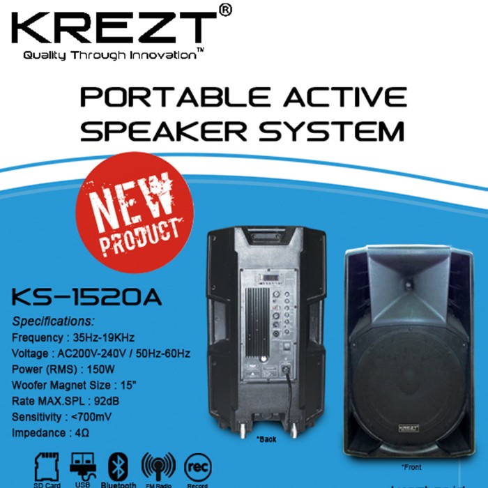 Terbaru Krezt Aktif Speaker Ks-1520A Bluetooth (Speaker Aktif 15 Inch) Ori