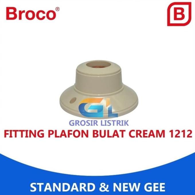 Broco Fitting Plafon Bulat Cream 1212 Ceiling Lamp Holder Round Besar