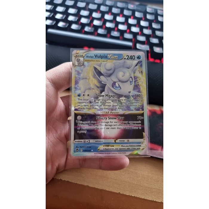 ✅COD Alolan Vulpix Vstar - 034/195 - Ultra Rare Sword  Shield: Silver Temp Limited
