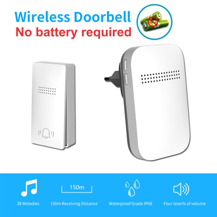 Guid Bel Rumah Tanpa Baterai - Wireless Waterproof