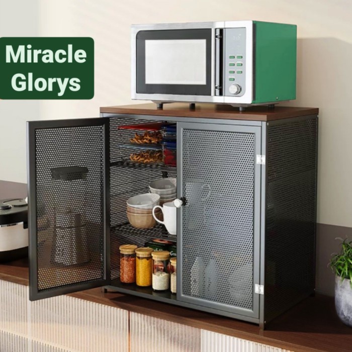 Promo Lemari Rak Dapur Minimalis Kecil L51 Cm Simpan Piring Bumbu Mircrowave