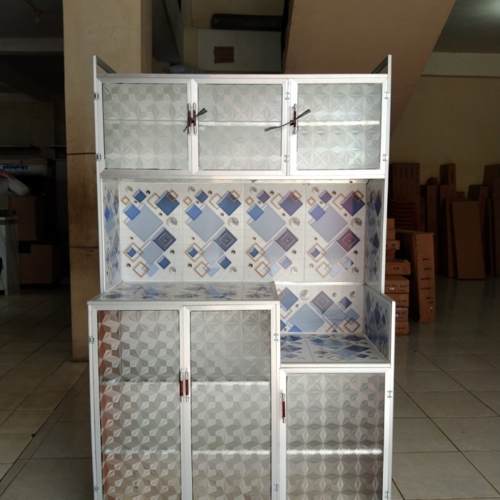 Promo Rak Piring Lemari Dapur Keramik Aluminium 3 Pintu
