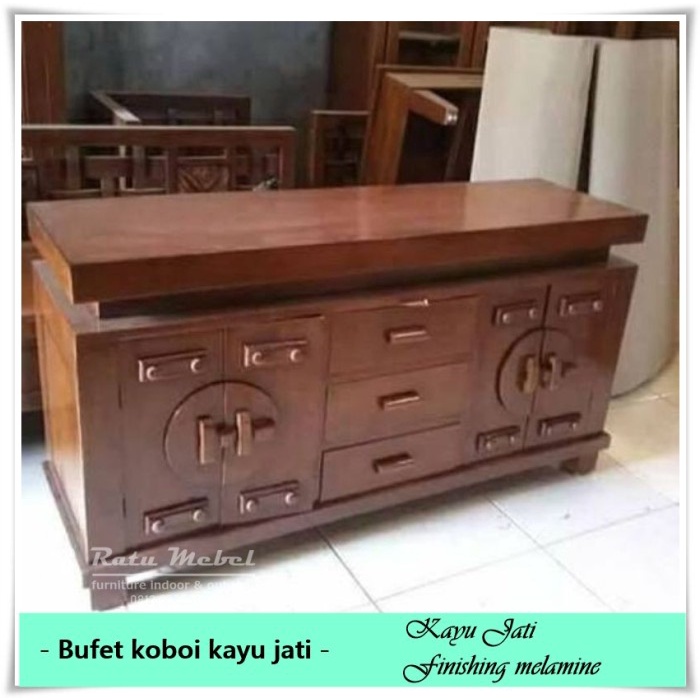UJ 398 Bufet Tv minimalis jati laci 3 / bufet kayu jati / bufet antik kayu