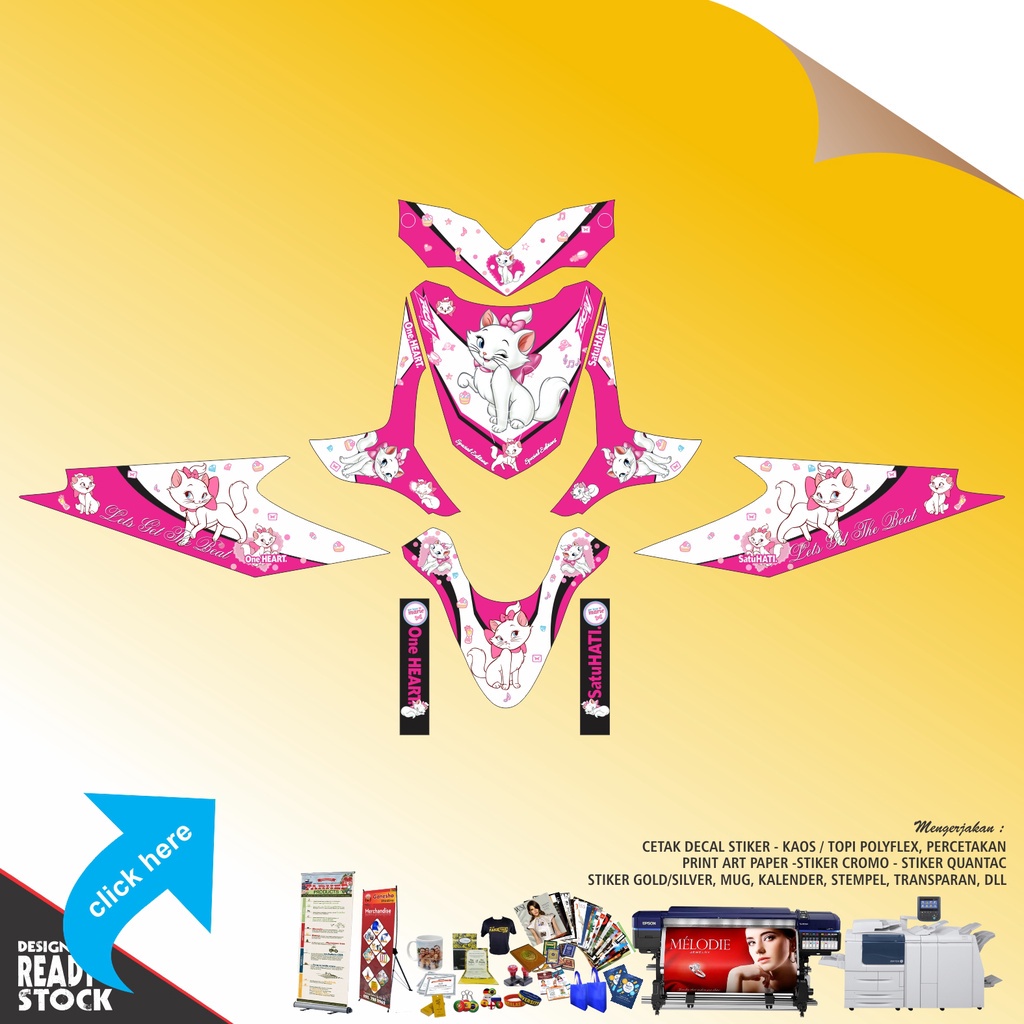 DECAL STICKER HONDA BEAT KARBU MERRY CAT PUTIH PINK I