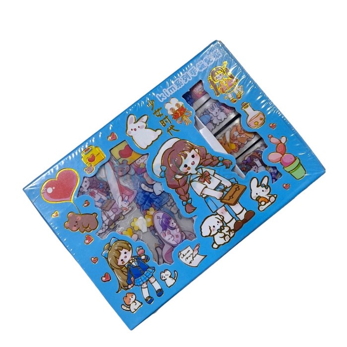 

Sticker Set Box / Stiker Korea Lucu Anti Air / Sticker Roll Transparan
