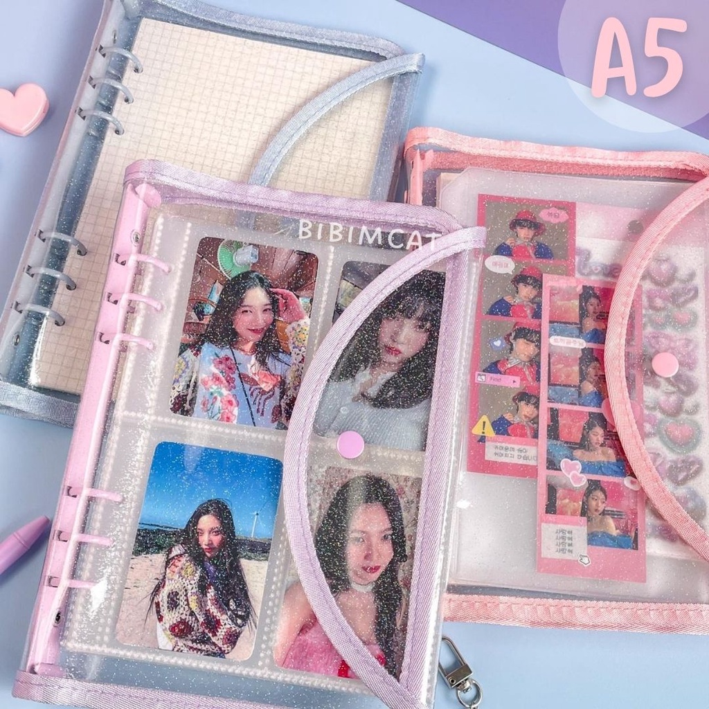 

(A5 Size) Binder Clip Photocard / Pc Foto Album Glitter Buku Jurnal