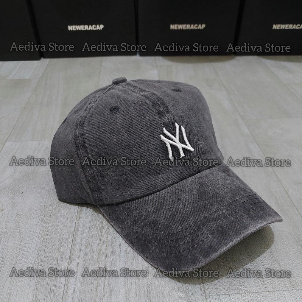Aediva store- New York NY Topi Vintage Logo Kecil Simpel Pria Wanita Kekinian Model Kusam Topi Outdo