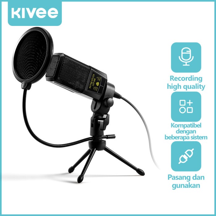 KIVEE Microphone Condenser Recording Streaming Podcast recording Live