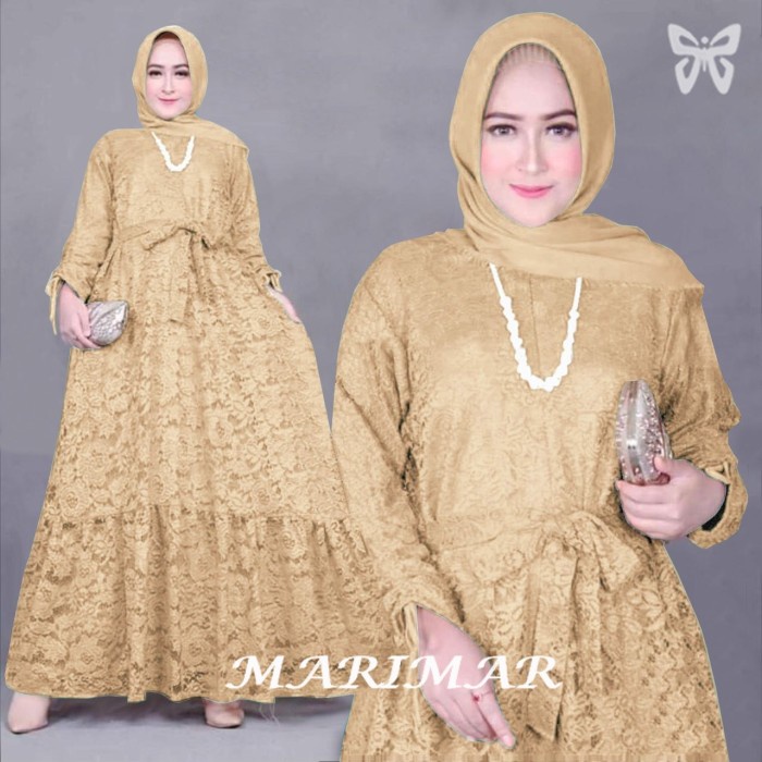 GAMIS MUSLIM WANITA BUSUI MARIMAR MAXI JUMBO BAHAN BRUKAT LAPIS FURING star