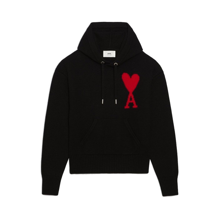 AMI Paris Paris De Coeur Oversized Hoodie Black