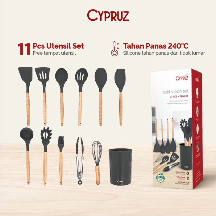 Promo Cypruz Premium Silicone Utensil Set 12 Pcs Am-0929
