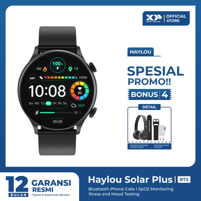HAYLOU SOLAR PLUS RT3 SMARTWATCH BLUETOOTH PHONE CALL SPO2 ORIGINAL