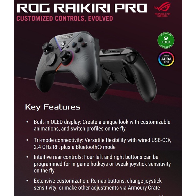 ASUS ROG ALLY RAIKIRI PRO WIRELESS GAMEPAD ROG ALLY PC CONTROLLER