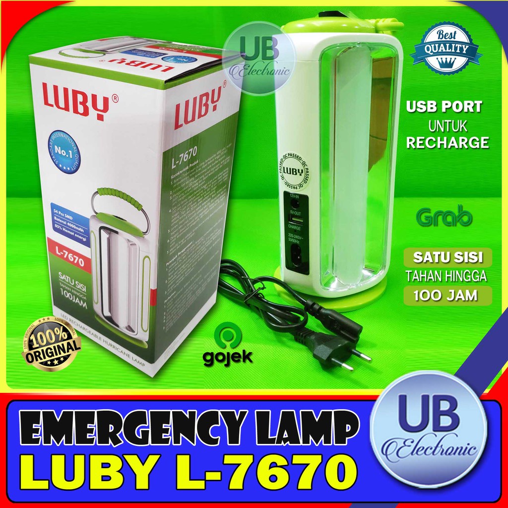 Lampu Emergency Luby L-7670 - Rechargeable Led Emergency Lamp