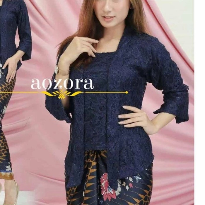 Setelan Kebaya Kutubaru Brokat Busui Warna Biru Dongker Navy/ Original