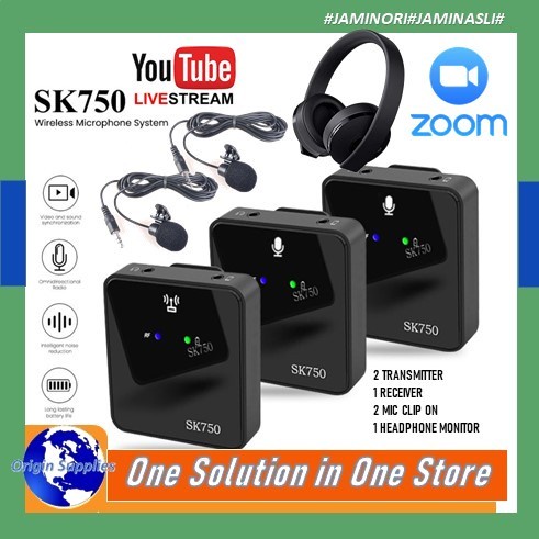 Wireless Clip-on Microphone SK750 Dual Mini Mic for Camera Smartphone
