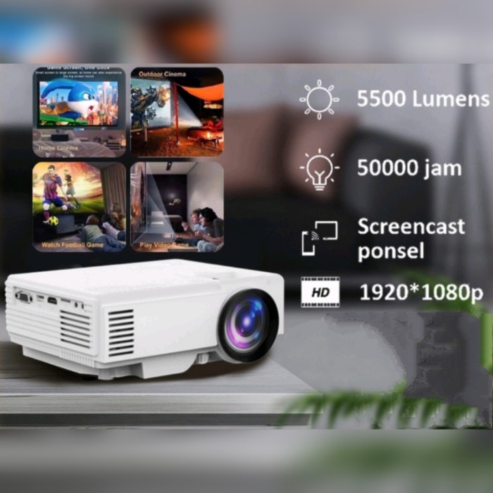 PROYEKTOR T5 5500 LUMENS 1080P PORTABLE HOME THEATER PROYEKTOR UPGD T3